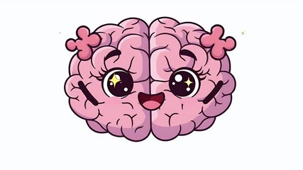 Cute Cartoon Brain Character Animated Fun Education Science