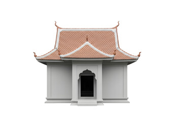 Traditional Thai temple with orange roof and white walls