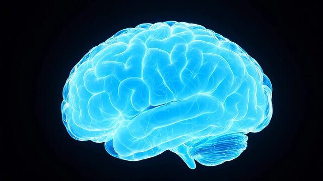 Blue glowing brain illustration