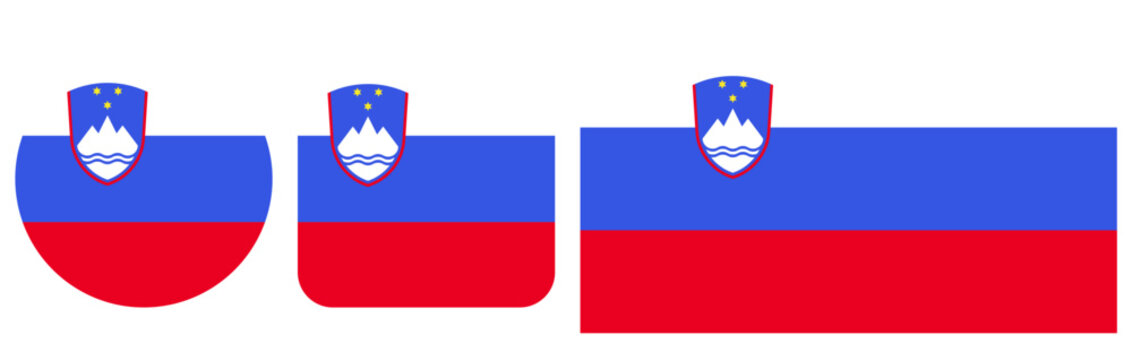A set of icons depicting the flag of Slovenia, made in vector graphics and placed on a transparent background.