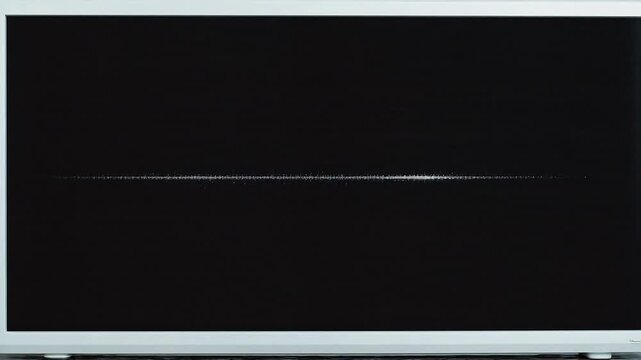 Television screen with horizontal glitch line
