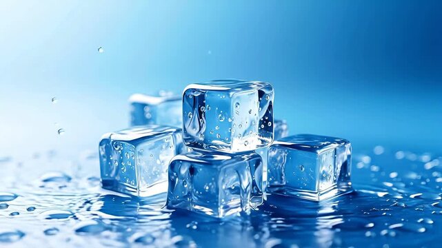 CrystalIceCubeswithSplashingWater