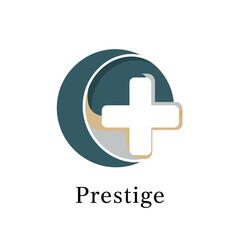 Obraz premium Abstract medical cross symbol with prestige text.