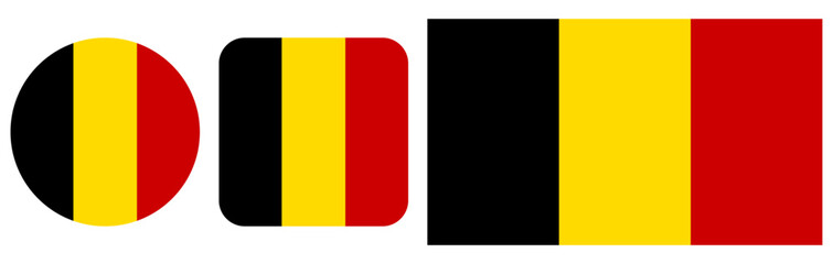 Fototapeta premium A set of icons depicting the flag of Belgium, made in vector graphics and placed on a transparent background.
