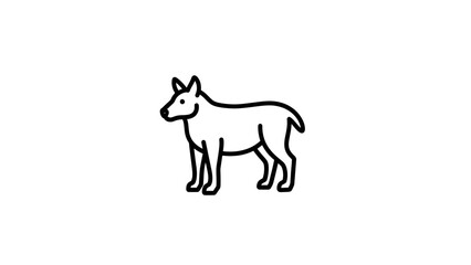 Fototapeta premium Simple line art icon of a dog standing, isolated on white background, minimalist design
