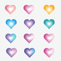Gradient heart-shaped Valentine's Day vector art illustration bundle 