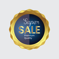 Golden gradient sale labels badge sticker super sale vector art illustration
