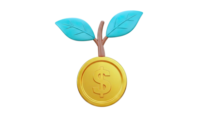Money Tree Growing From Gold Coin