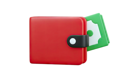 Red Wallet with Green Bills