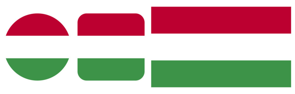 A set of icons depicting the flag of Hungary, made in vector graphics and placed on a transparent background.
