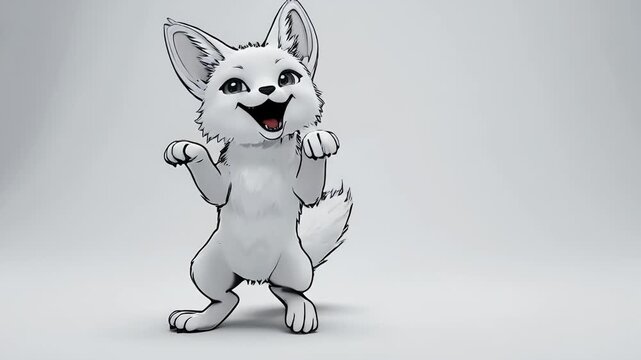 Adorable Animated Fennec Fox Posing Collection on White Background Studio Shot
