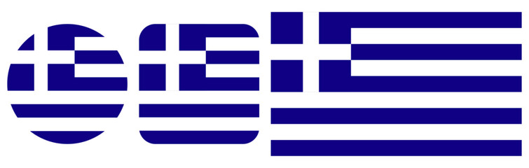 Obraz premium A set of icons depicting the flag of Greece, made in vector graphics and placed on a transparent background.