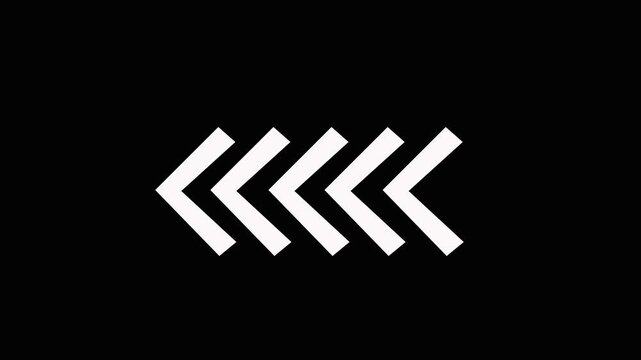 black and white arrow. Animated Left-directional white arrow for the overlay. Next button concept animation. loading animation. Swipe Arrow moving video 4k.