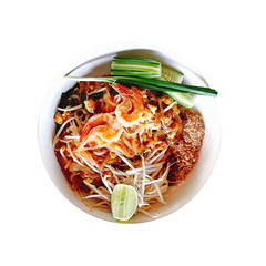 Pad Thai with Shrimp Isolated on Transparent Background