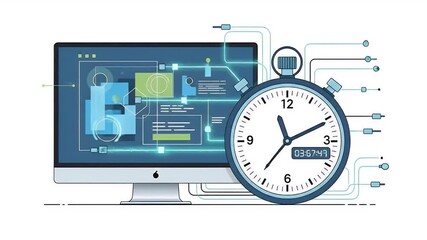 Digital Dashboard Stopwatch Speed Time Management Business Data Analysis - Powered by Adobe