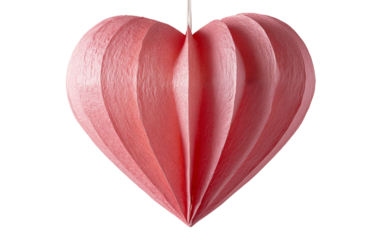 Elegant pink paper lantern in heart form crafted for festive romance and creative event styling isolated on transparent background PNG