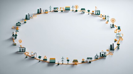 Circular renewable energy network diagram representing a sustainable future