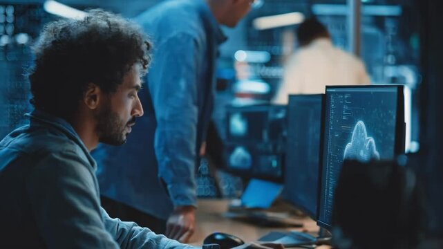 Advanced cloud infrastructure highlighted with network engineers collaborating to enhance DNS security through innovative scalable cloud solutions.
