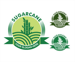 Sugarcane vector logo illustration flat design template organic farm product