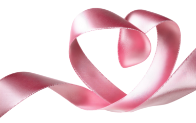 Elegant pink satin ribbon forming heart design styled beautifully for love themed creative projects isolated on transparent background PNG