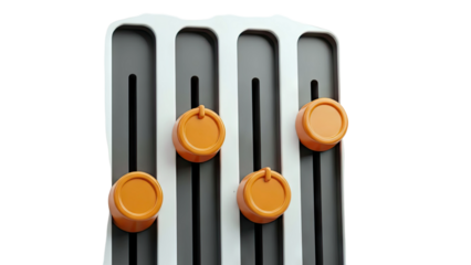 Abstract Render of Orange Knobs on White and Grey Sliders