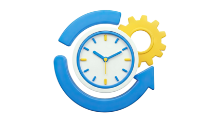 Clock, Gear, and Cycle Arrow Icon