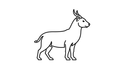 Obraz premium Stylized Line Art Antelope Standing Profile View, Minimalist Vector Illustration
