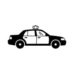 Fototapeta premium Simple black and white taxi car icon with light on top