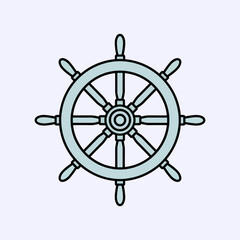 Vintage ship helm steering wheel on white background