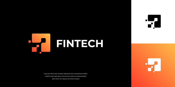 fin tech logo design vector, financial technology logo idea