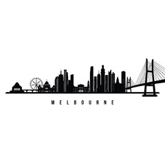 Fototapeta premium Melbourne city skyline with iconic bridge and ferris wheel