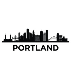 Fototapeta premium portland city skyline with notable buildings and bridges