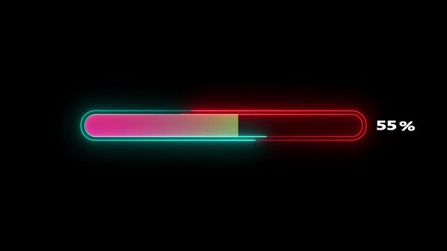 Abstract neon percentage progress download indicator