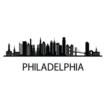 philadelphia city skyline with iconic buildings and bridge