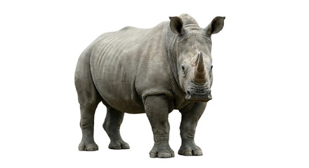 Fototapeta premium Rhinoceros isolated on transparent background. Perfect for wildlife design, conservation themes, education, branding, and creative projects.