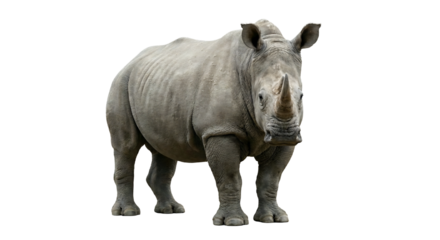Rhinoceros isolated on transparent background. Perfect for wildlife design, conservation themes, education, branding, and creative projects.