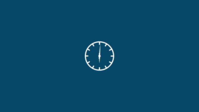 clock icon animation on black background. analog clock timer circle animated. 12 Hours Clock. Clock icon vector animation with clock face. spinning clock animation. time lapse of clock icon.4k video