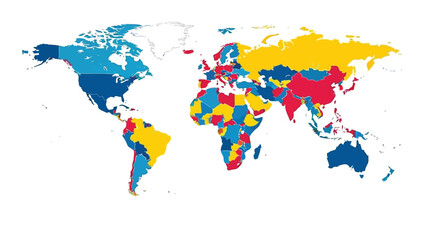 Obraz premium A world map displaying countries colored with different shades and patterns