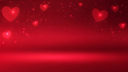 Obraz premium Red Glitter Valentine Background with Romantic Light Effects