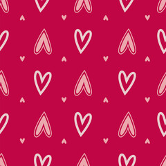 Seamless pattern with hand drawn hearts. Valentines day vector illustration