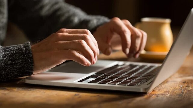Medium shot of hands using a laptop to compare fixed and variable interest rates for personal loans
