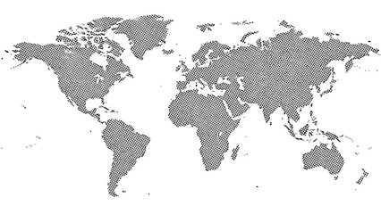 Obraz premium A grayscale dotted map depicting the continents and oceans of the world