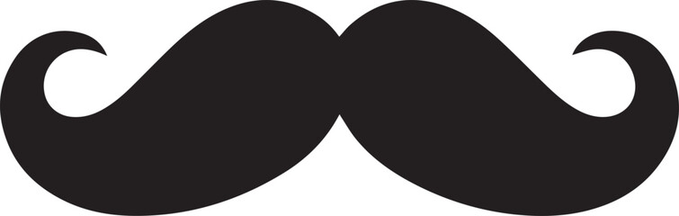 Stylish black mustache icon for design and fashion projects