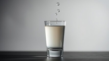 sambuca. A clear glass of sambuca on a dark surface with rising bubbles in a soft spiral. bar promotions, beverage menus, designed for food & beverage menus and cafe branding.