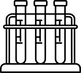 Test Tube Beaker Icon in Rack Line Drawing with Stopper Caps and Liquid Levels for Lab Illustration