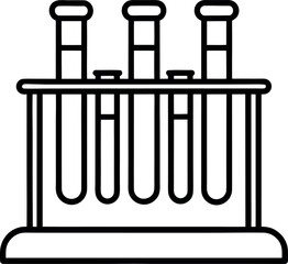 Test Tube Beaker Icon in Rack Line Drawing for Chemistry Lab Illustration