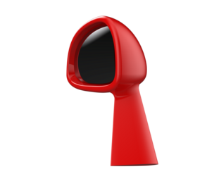 Modern Futuristic Supercar Aerodynamic Glossy Red Side Mirror Housing Close-up - High-Quality Detailed Digital 3D Rendering of a Sleek Performance Luxury Vehicle Bodywork Spare Part Isolated HD