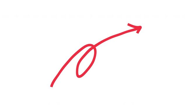 Hand drawn curved doodle arrow pointing up right. Creative sketch arrow for call to action, highlight, navigation, social media, tutorial and presentation overlay. Alpha channel transparent background