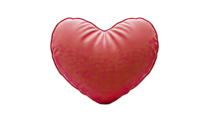 Red Heart Pillow on White Background