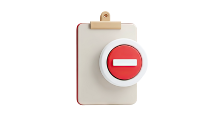 3D Clipboard with Red 'Do Not Enter' Icon